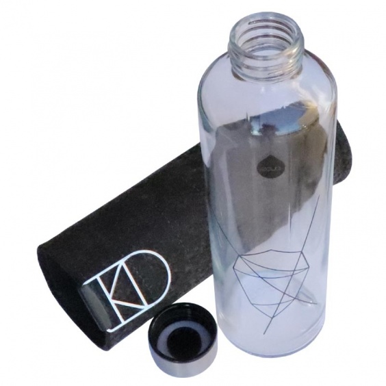 Bouteille En Verre Life Factory 22 Oz Avec Manchon Silicone Transparent Et Bouchon Doré - Design Moderne, Large Goulot