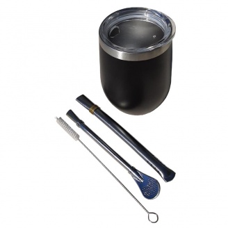 Calebasse Bombilla, tasse à maté avec cuillère, brosse de nettoyage et  paille en inox