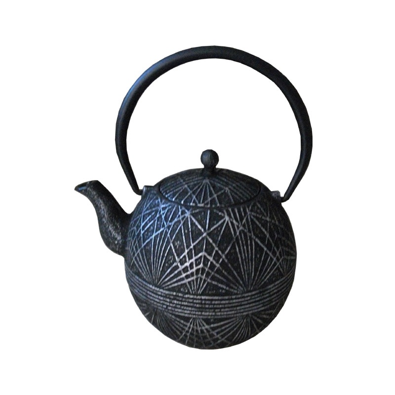 Théière en fonte - Art Déco Noire 0.9 L - Café Court